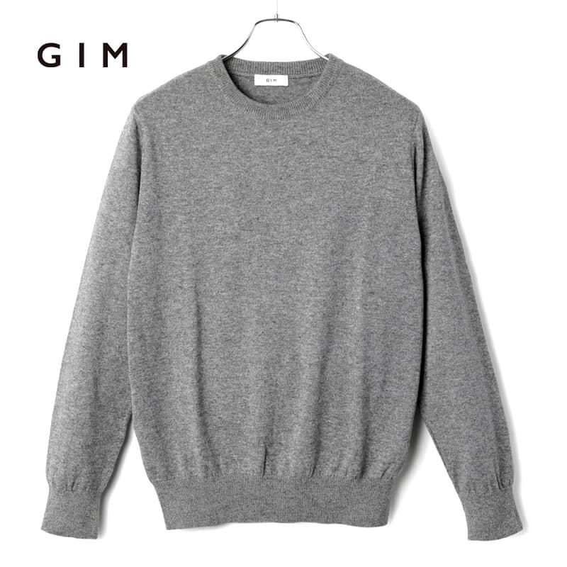gim（ジム） カシミヤシルク12Gクルーネックニット （グレー 