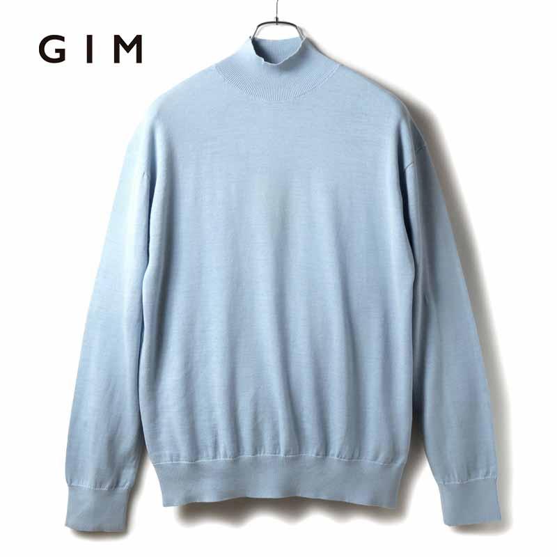 gim（ジム） アメリカンシーアイランドコットン14G長袖モックネック 