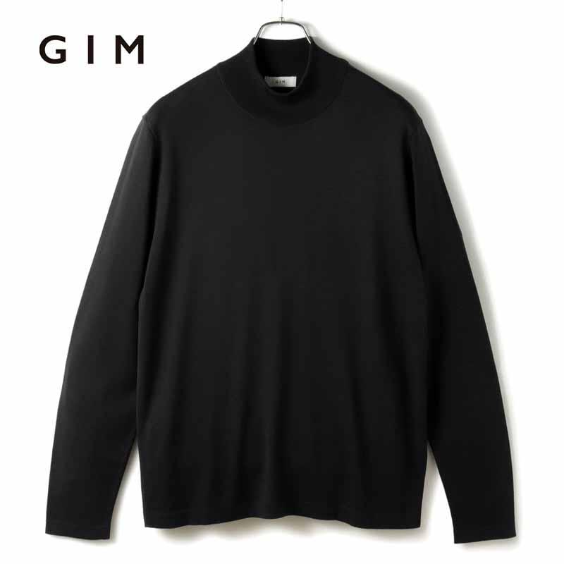 gim カシミヤ モックネックニット L ブラック モンゴルカシミヤ gim（ジム） シルク18Gモックネックニット （ブラック