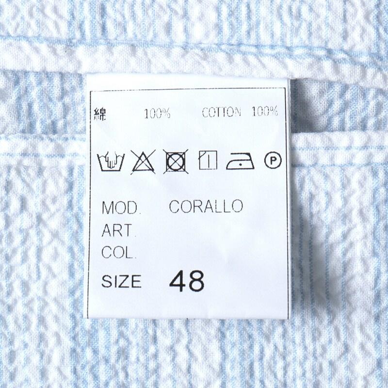 Giannetto / ジャンネット ストライプ柄コットンストレッチシアサッカー2Bアンコンシャツジャケット(CORALLO JACKET/51286) （ホワイト×ライトブルー）の画像