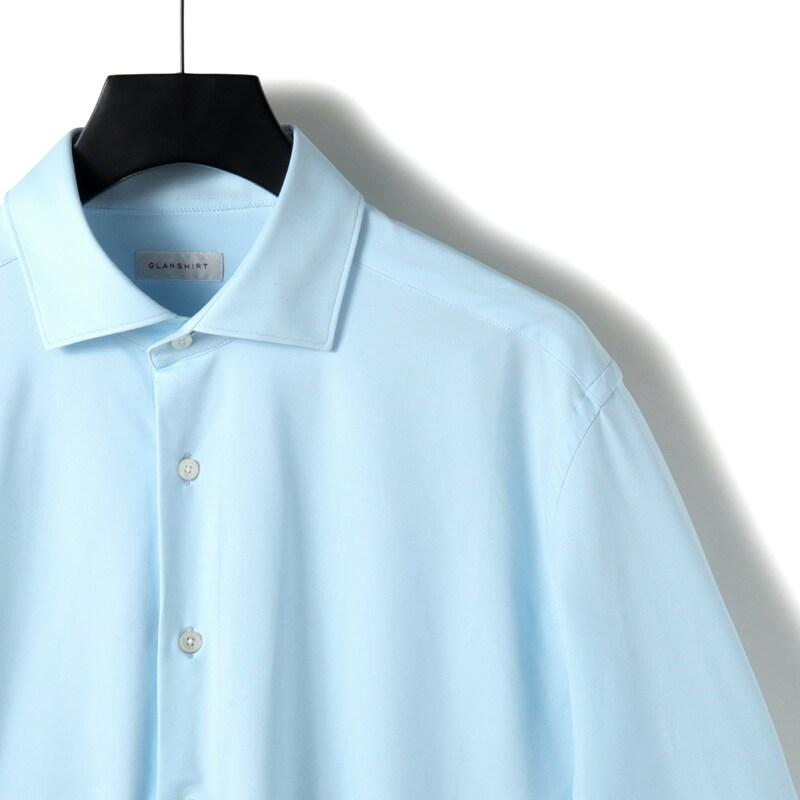 【新品】グランシャツ Glanshirt ストレッチナイロン カジュアルシャツ ライトブルー【サイズ39】【メンズ】 Glanshirt（グランシャツ） テクノナイロンストレッチワイドカラー