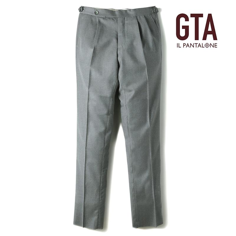 GTA HERRICK サキソニー2プリーツ スラックス グレー