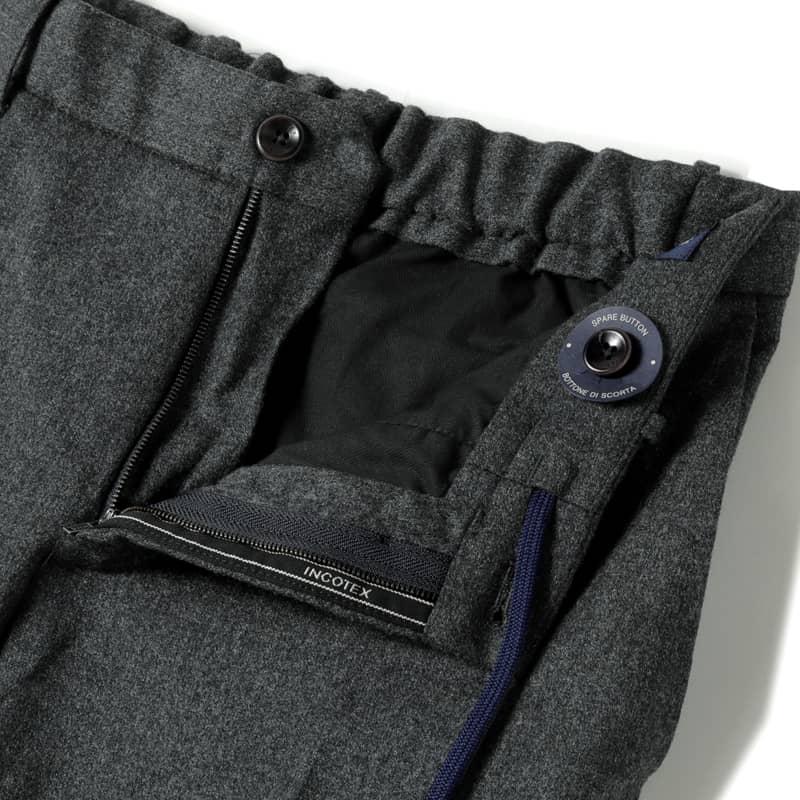 INCOTEX / インコテックス ウールフランネルウエストシャーリングスリムテーパードパンツ(84型/SLIM FIT) (チャコールグレー) INCOTEX / インコテックス ウールフランネルウエストシャーリングスリムテーパードパンツ(84型/SLIM FIT) (チャコールグレー)