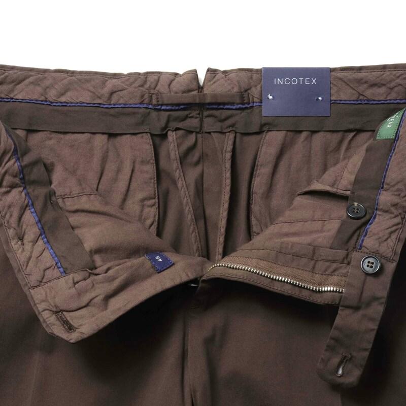 INCOTEX / インコテックス ROYAL BATAVIAガーメントダイコットンストレッチツイルノープリーツパンツ30型/SLIM FIT(1W0030/9098B) （ダークブラウン）の画像