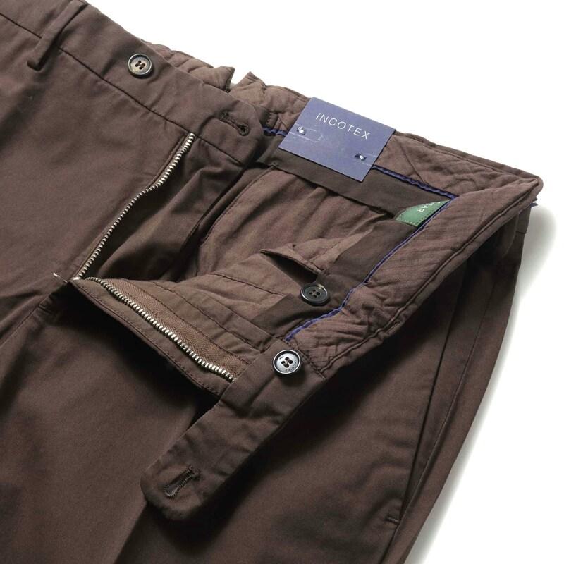 INCOTEX / インコテックス ROYAL BATAVIAガーメントダイコットンストレッチツイルノープリーツパンツ30型/SLIM FIT(1W0030/9098B) （ダークブラウン）の画像