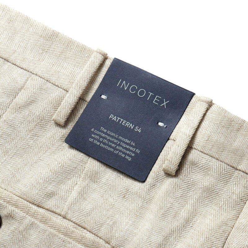 INCOTEX / インコテックス リネンヘリンボーン1プリーツテーパードパンツ54型/TAPERED FIT(ZX541T/70014) （メランジライトベージュ）の画像