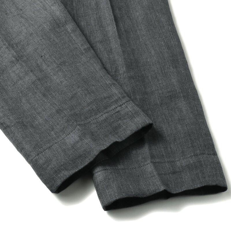 INCOTEX / インコテックス リネンヘリンボーン1プリーツテーパードパンツ54型/TAPERED FIT(ZX541T/70014) （メランジダークグレー）の画像