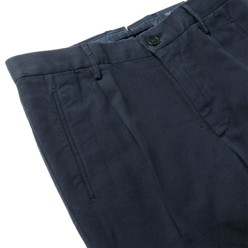 INCOTEX / インコテックス コットンリネンギャバジン1プリーツテーパードパンツ54型/TAPERED FIT(ZX541W/9355B) （ダークネイビー）の画像