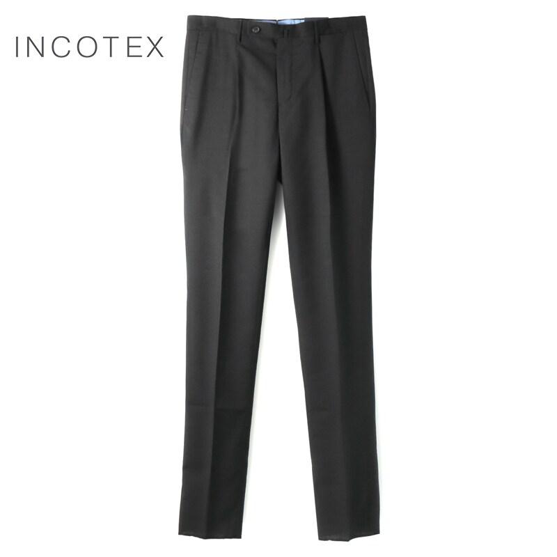INCOTEX / インコテックス Super100'sウールトロピカル1プリーツパンツ31型/SLIM FIT(1T0031/5006B) （ブラック）