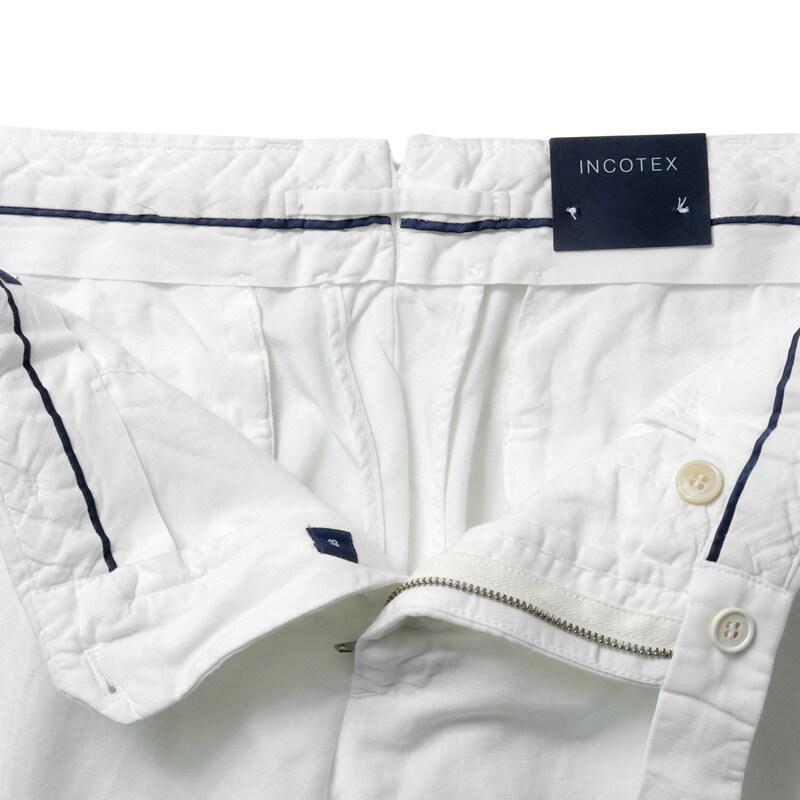 INCOTEX / インコテックス CHINOLINOリネンコットンツイルノープリーツパンツ30型/SLIM FIT(1W0030/9189C) （ホワイト）の画像