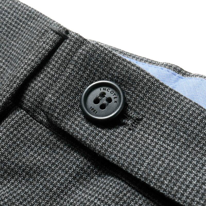 INCOTEX / インコテックス ウールストレッチマイクロ千鳥格子柄1プリーツパンツ31型/SLIM FIT(1T0031/90442) （チャコールグレー）の画像