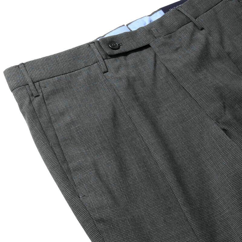 INCOTEX / インコテックス ウールストレッチマイクロ千鳥格子柄1プリーツパンツ31型/SLIM FIT(1T0031/90442) （チャコールグレー）の画像