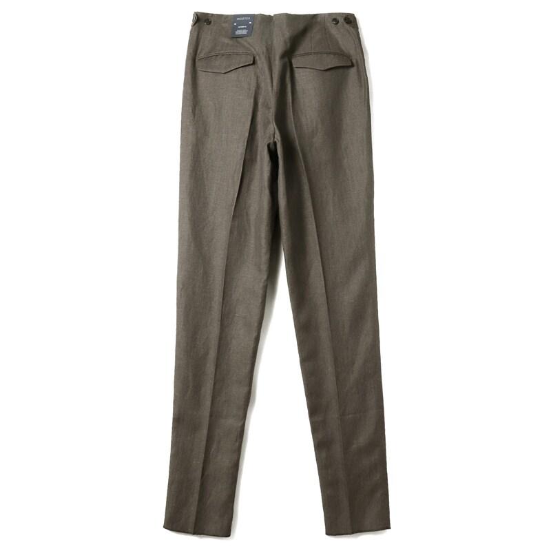 INCOTEX / インコテックス リネンウールシルクツイルサイドアジャスター付き2プリーツテーパードパンツTAPERED FIT(1T0083/90440) （ダークブラウン）の画像