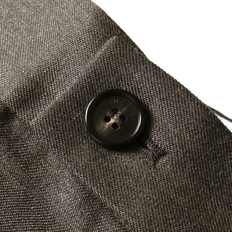 INCOTEX / インコテックス リネンウールシルクツイルサイドアジャスター付き2プリーツテーパードパンツTAPERED FIT(1T0083/90440) （ダークブラウン）の画像