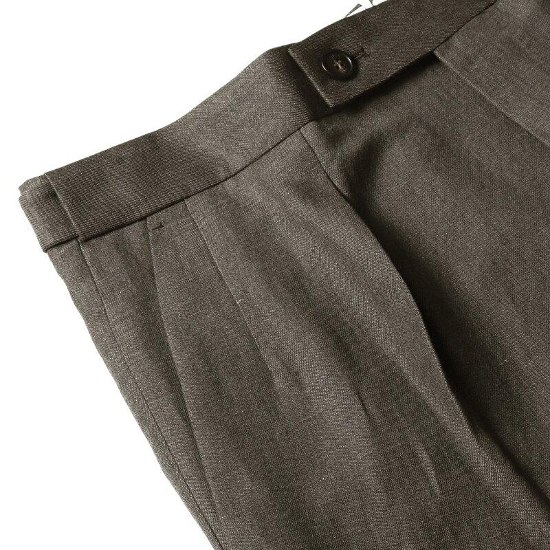 INCOTEX / インコテックス リネンウールシルクツイルサイドアジャスター付き2プリーツテーパードパンツTAPERED FIT(1T0083/90440) （ダークブラウン）の画像
