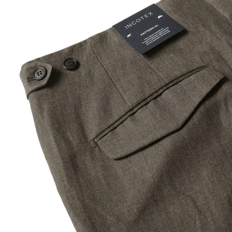 INCOTEX / インコテックス リネンウールシルクツイルサイドアジャスター付き2プリーツテーパードパンツTAPERED FIT(1T0083/90440) （ダークブラウン）の画像