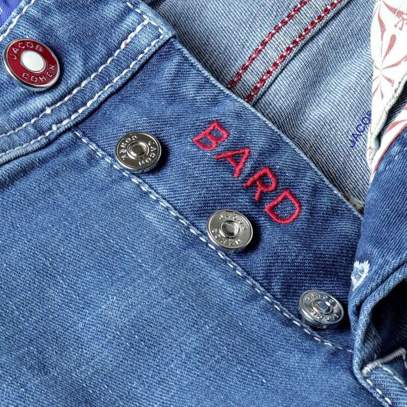 JACOB COHEN / ヤコブコーエン ウォッシュドコットンストレッチスリムテーパードデニムパンツ(BARD) （ウォッシュドブルー）の画像