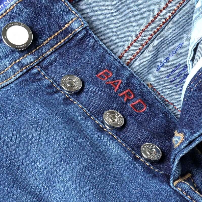 JACOB COHEN / ヤコブコーエン RESORT COLLECTION ウォッシュドコットンストレッチスリムテーパードデニムパンツ(BARD) （ウォッシュドインディゴブルー）の画像