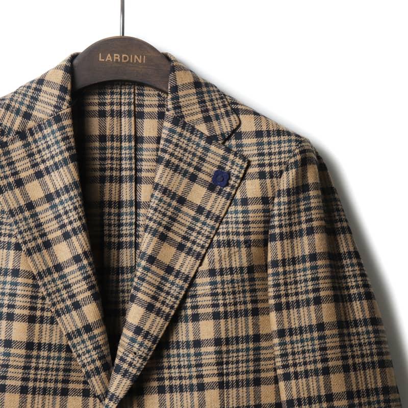 LARDINI / ラルディーニ ウールライトツイードチェック柄3Bジャケット 