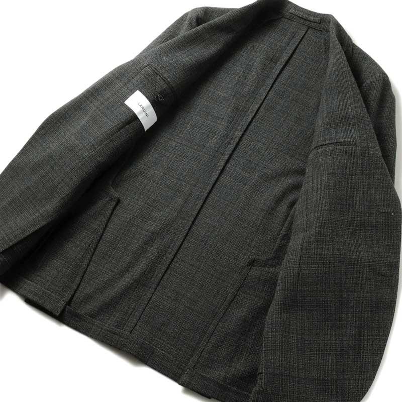 LARDINI / ラルディーニ ADVANCEポリエステルウールストレッチジャカードチェック柄3Bスーツ(JA6106AE/IVSF63407) （グレー×ブラック×ベージュ）の画像