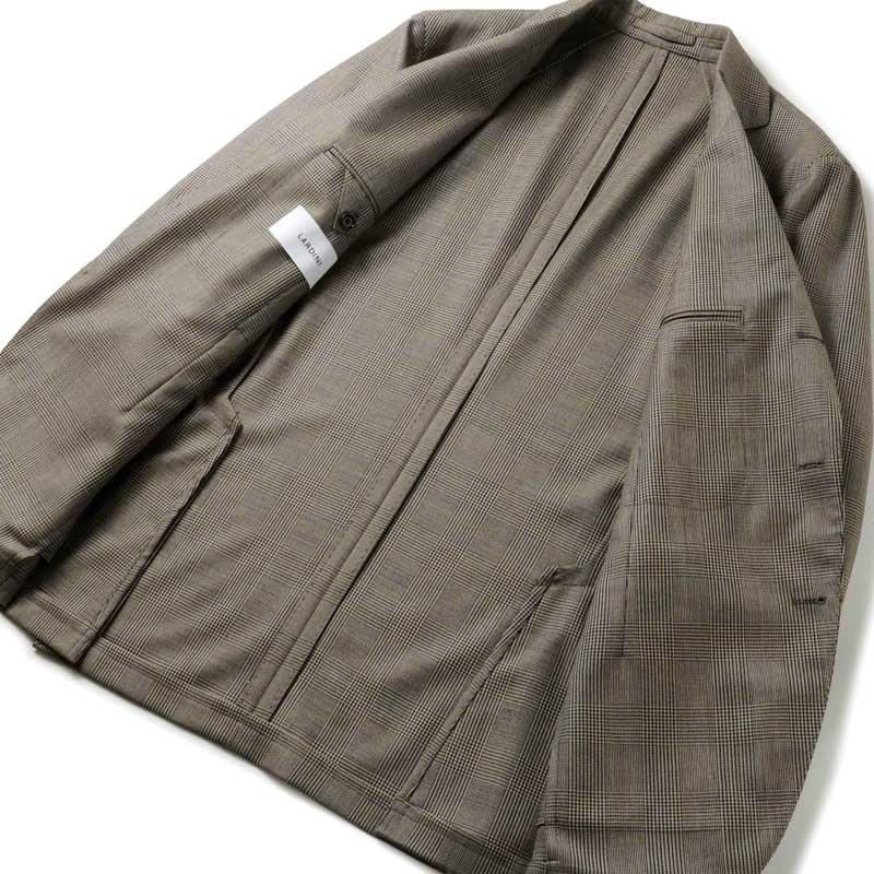LARDINI / ラルディーニ ADVANCEハイツイストウールチェック柄3Bスーツ(JA6107AE/IVSF63427) （ベージュ×ブラック）の画像