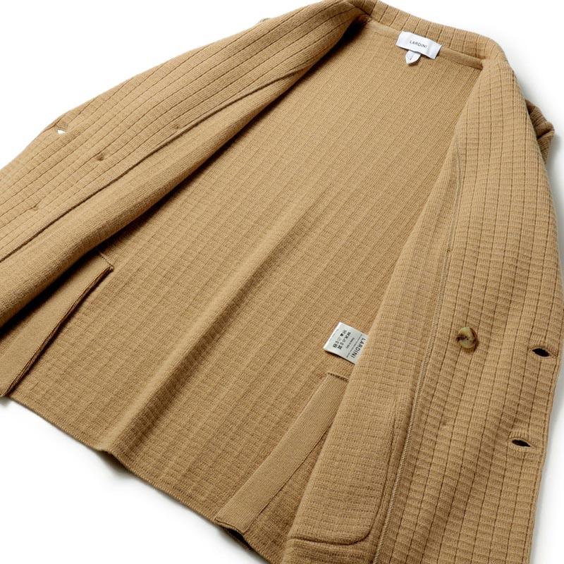 LARDINI / ラルディーニ ウールカシミヤ変則リブ編み6Bダブルニットジャケット(JALJM57/IV63003) （キャメル）の画像