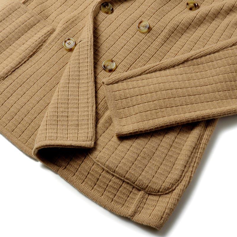 LARDINI / ラルディーニ ウールカシミヤ変則リブ編み6Bダブルニットジャケット(JALJM57/IV63003) （キャメル）の画像