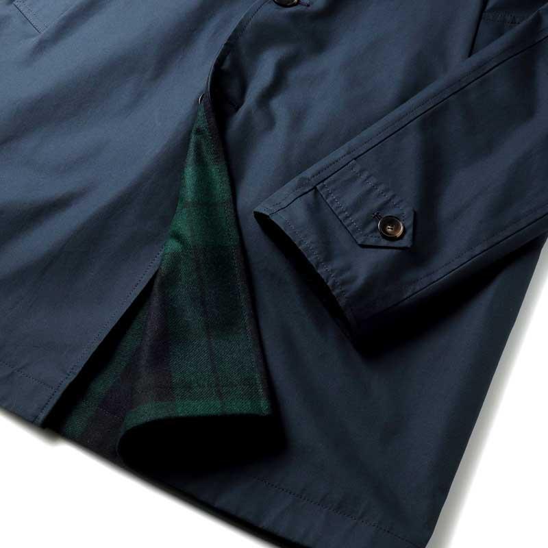 l'impermeabile / リンペルメアビレ コットンギャバジン×ブラックウォッチ柄ウールリバーシブルステンカラーコート(DEAN) （ネイビー/ブラックウォッチ）の画像
