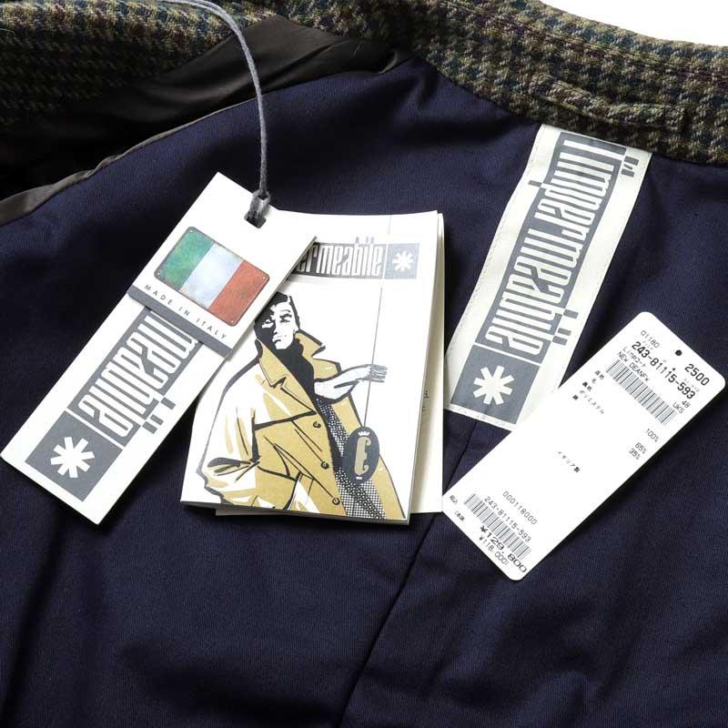 l'impermeabile / リンペルメアビレ シェットランドウールガンクラブチェック中綿入ステンカラーコート(NEW DEAN) （オリーブ×ブラウン×グリーン×ボルドー）の画像