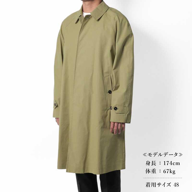 l'impermeabile / リンペルメアビレ 撥水高密度コットンキャンバスステンカラーコート(OLD SIMON) （ベージュ）の画像