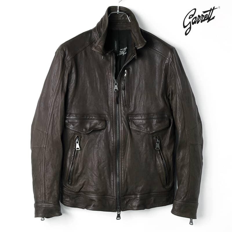 GARRETT / ギャレットラムレザーデタッチャブルカラー付き2WAY 