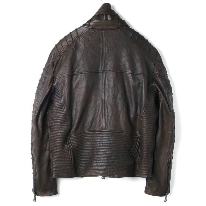 GARRETT / ギャレットラムレザースタンドカラーライダースジャケット 