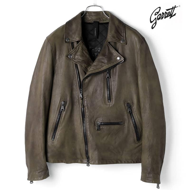 GARRETT / ギャレット中綿入りラムレザーダブルライダースジャケット 
