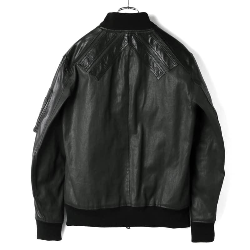 GARRETT / ギャレットラムナッパレザー×コットンギャバジン切替し中綿 