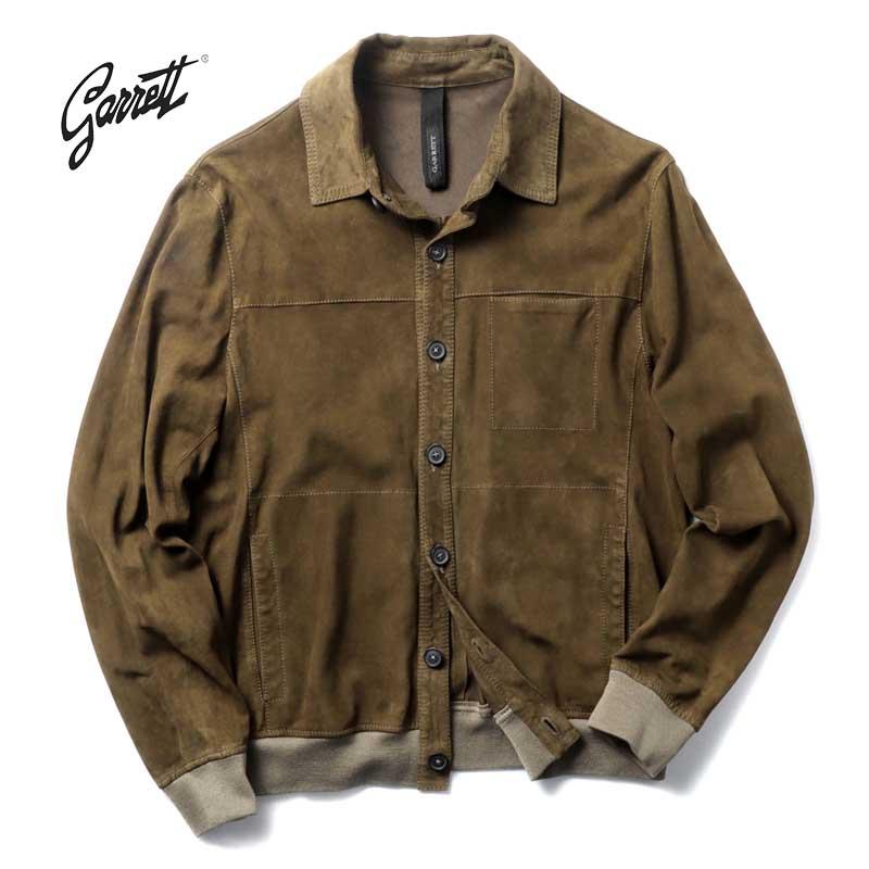 GARRETT ガレット ナッパレザー バルスター レザージャケット ブラウン GARRETT（ギャレット） スエードレザーブルゾン(1714 CAMOSCIO REVERSE