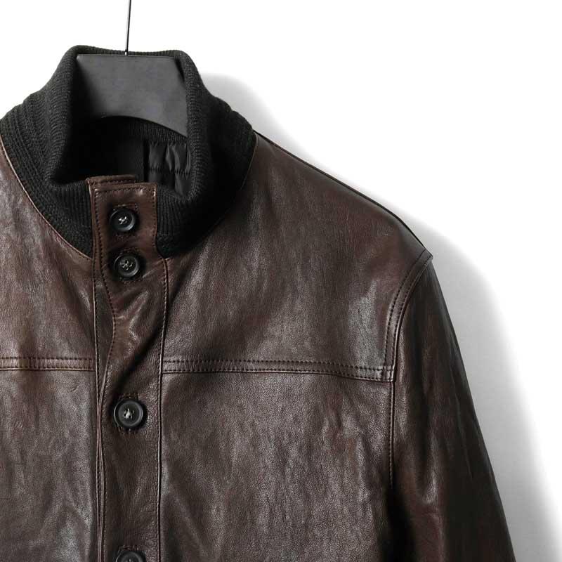 GARRETT / ギャレット 中綿入りベジタブルタンニンラムレザーバルスター型ブルゾン(1744/VEGETALE WASHED) （ダークブラウン基調）の画像