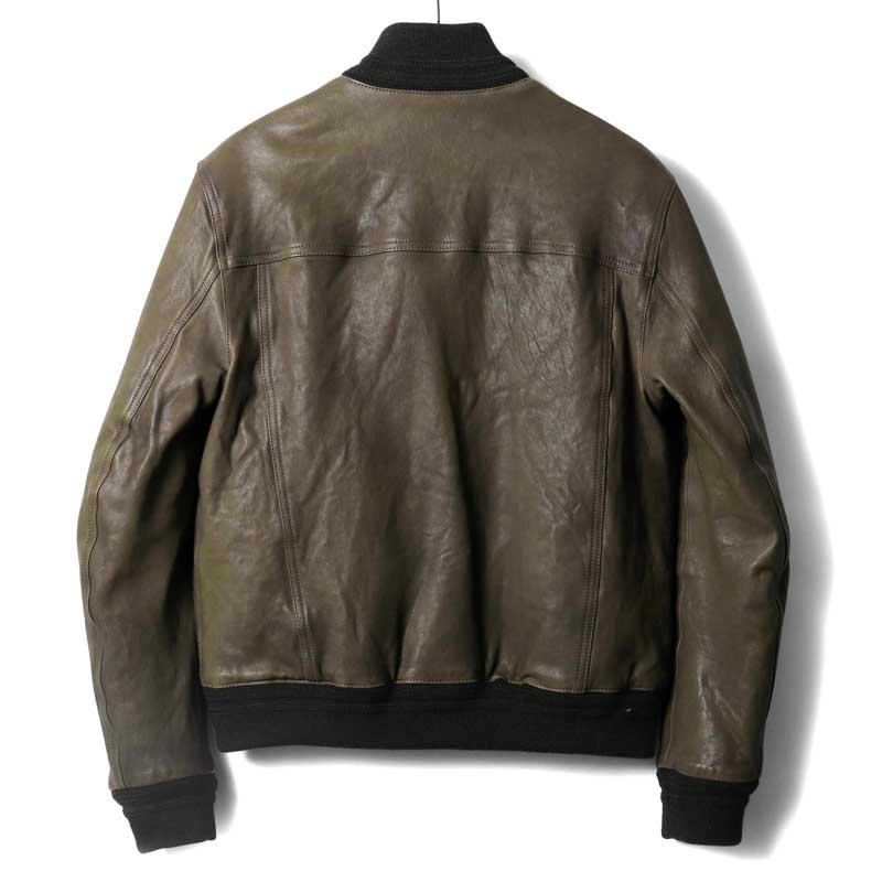 GARRETT / ギャレット 中綿入りベジタブルタンニンラムレザーバルスター型ブルゾン(1744/VEGETALE WASHED) （カーキオリーブ基調）の画像