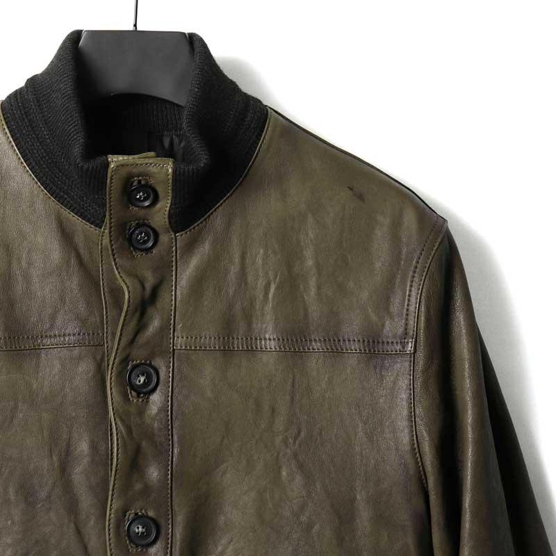GARRETT / ギャレット 中綿入りベジタブルタンニンラムレザーバルスター型ブルゾン(1744/VEGETALE WASHED) （カーキオリーブ基調）の画像