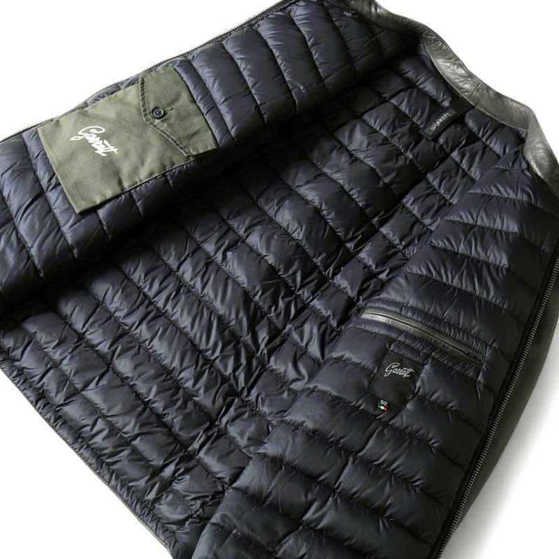 GARRETT / ギャレット グースダウン入りラムレザーシングルライダースジャケット(1651/OLDED/REAL GOOSE DOWN) （スモークダークグレー）の画像
