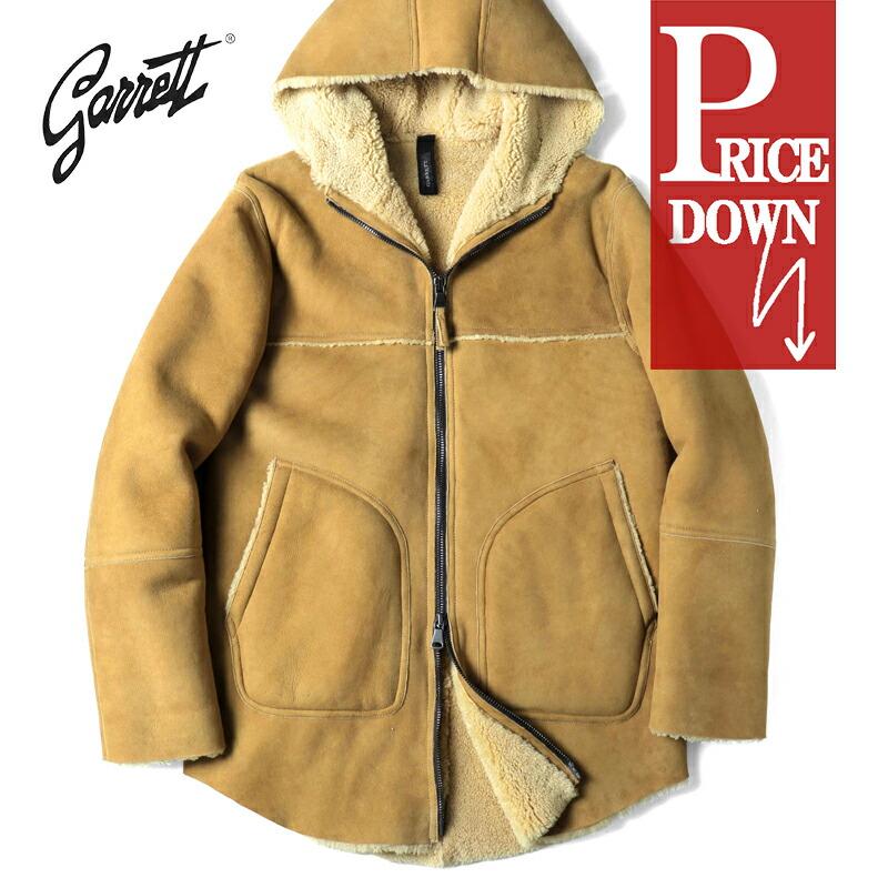 GARRETT（ギャレット） シアリングムートンレザーフーデッドコート