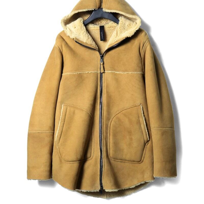 GARRETT / ギャレット シアリングムートンレザーフーデッドコート(1727/SHEARLING CANADA) （キャメルベージュ）の画像