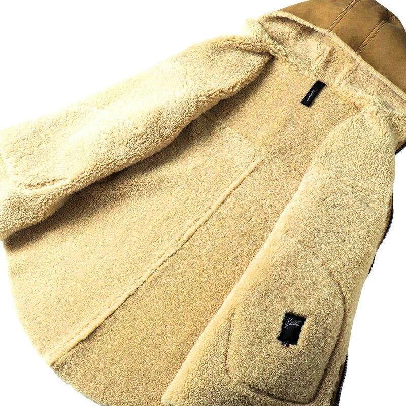 GARRETT / ギャレット シアリングムートンレザーフーデッドコート(1727/SHEARLING CANADA) （キャメルベージュ）の画像