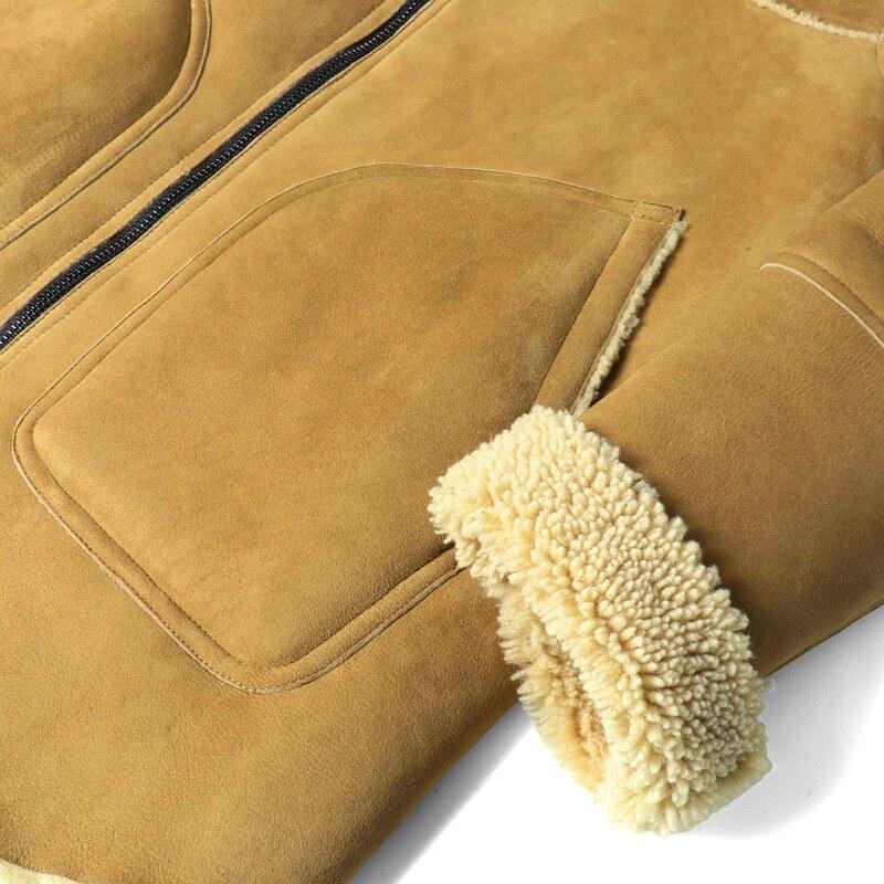 GARRETT / ギャレット シアリングムートンレザーフーデッドコート(1727/SHEARLING CANADA) （キャメルベージュ）の画像