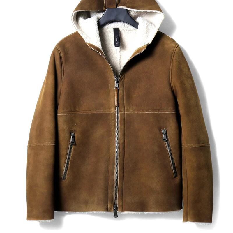 GARRETT / ギャレット メリノムートンレザーフーデッドジャケット(1621/C/MONTONE MERINO) （ブラウン）の画像