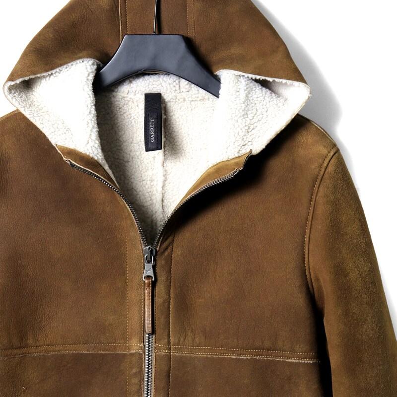 GARRETT / ギャレット メリノムートンレザーフーデッドジャケット(1621/C/MONTONE MERINO) （ブラウン）の画像