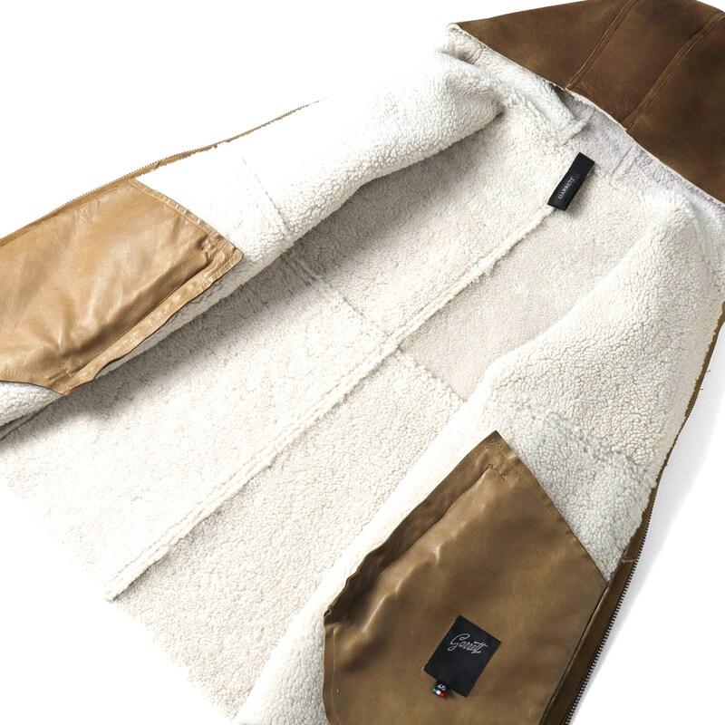 GARRETT / ギャレット メリノムートンレザーフーデッドジャケット(1621/C/MONTONE MERINO) （ブラウン）の画像