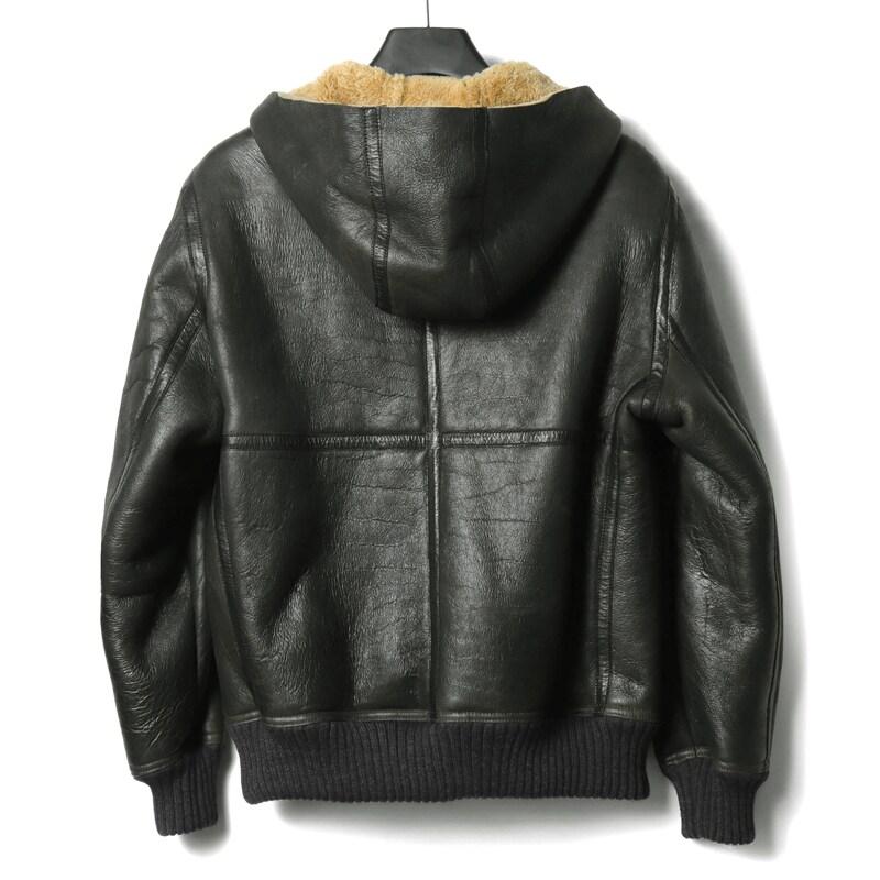 GARRETT / ギャレット シアリングメリノムートンレザーフーデッドブルゾン(1753/SHEARLING MERINO) （ウォッシュドブラックオリーブ）の画像
