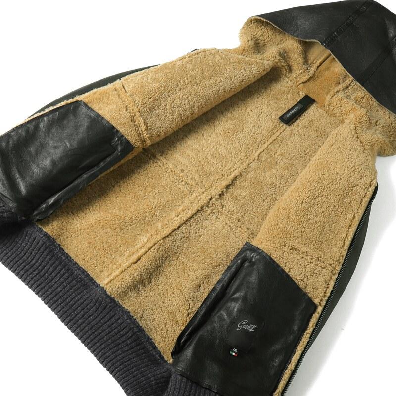 GARRETT / ギャレット シアリングメリノムートンレザーフーデッドブルゾン(1753/SHEARLING MERINO) （ウォッシュドブラックオリーブ）の画像