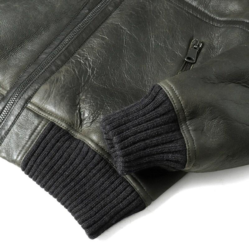 GARRETT / ギャレット シアリングメリノムートンレザーフーデッドブルゾン(1753/SHEARLING MERINO) （ウォッシュドブラックオリーブ）の画像
