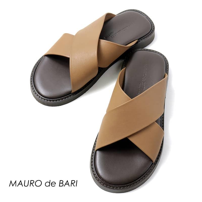 MAURO de BARI / マウロデバーリナッパレザークロスストラップサンダル 